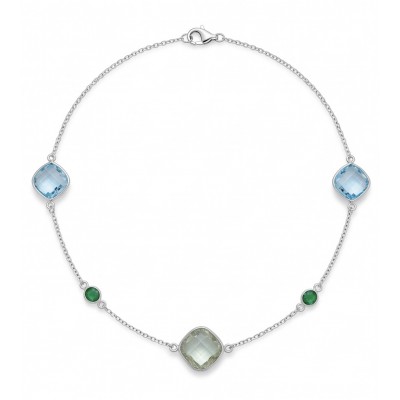 Infinity 18.5 carat Authentic Multigems Rhodium over .925 Sterling Silver handcrafted Statement necklace