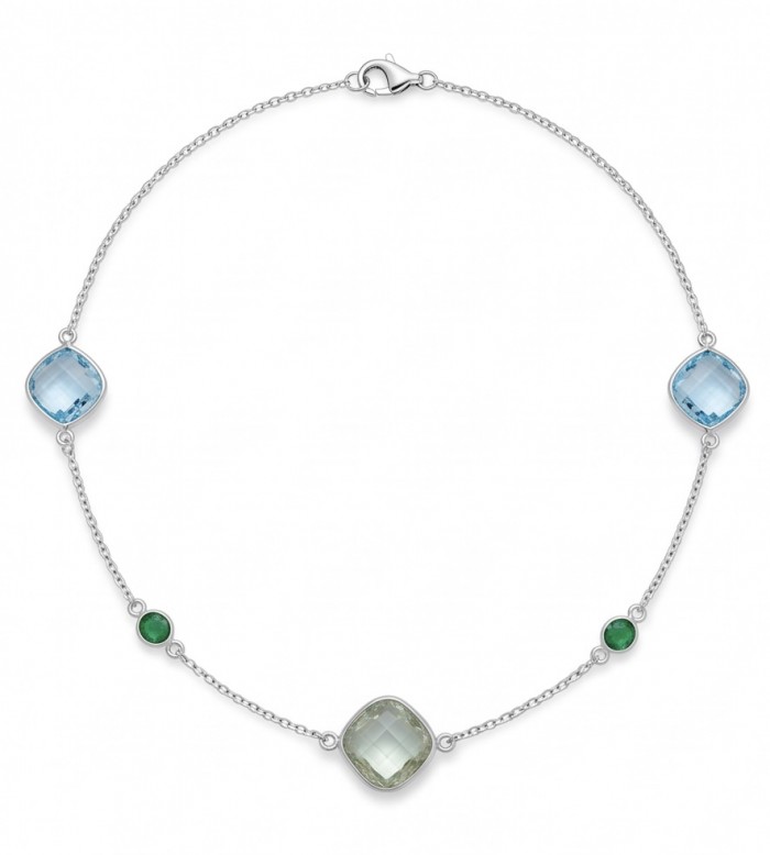 Infinity 18.5 carat Authentic Multigems Rhodium over .925 Sterling Silver handcrafted Statement necklace