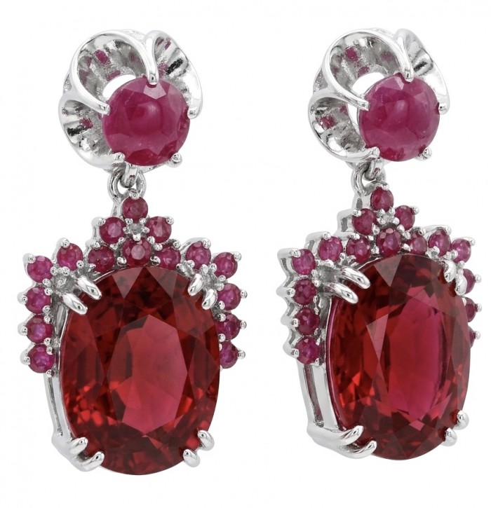 Angelina 14.9 carat authentic Red Topaz .925 Sterling Silver Handcrafted Earrings