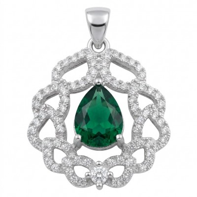 Giovanna - Authentic 4.8 carat COLOMBIAN EMERALD .925 Sterling Silver dipped in rhodium handcrafted pendant