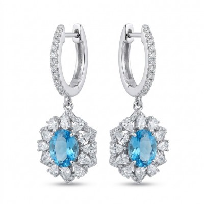 Atlantica 5.7 carat Swiss Blue Topaz .925 Sterling Silver Handcrafted Statement earrings