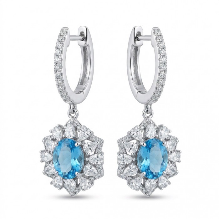 Atlantica 5.7 carat Swiss Blue Topaz .925 Sterling Silver Handcrafted Statement earrings