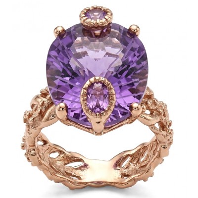 Purple ODYSSEY - Top quality 14.5 carat Amethyst .925 Sterling Silver dipped in 18K Gold Handcrafted Ring size 8