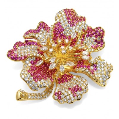 Heirloom Genuine 8.7 carat Kasmir Ruby .925 Sterling Silver dipped in 18k Gold handmade Pendant - Brooch