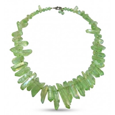 Mint-Green Halite Crystal Cluster .925 Sterling Silver handmade Necklace