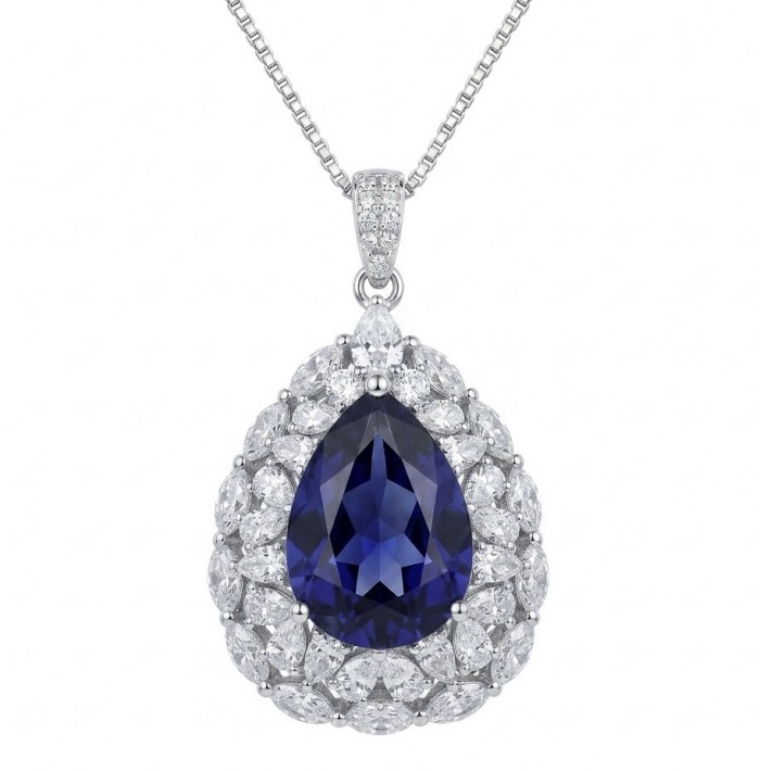 Handcrafted - authentic 15.8 carat African Kyanite .925 Sterling Silver dippedin rhodium handmade necklace