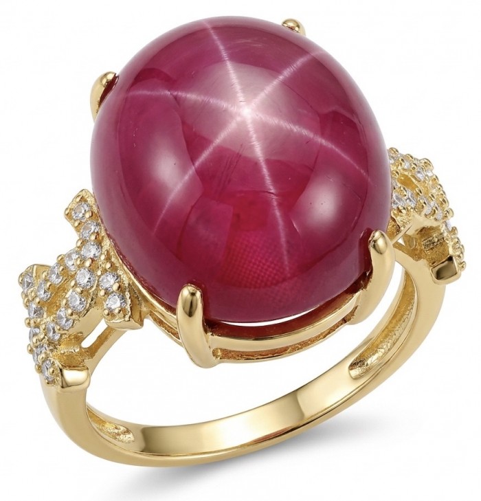 Bella Rosa Genuine 17.5 CARAT Ruby 18K Gold over .925 Sterling Silver Large Statement Ring size 8