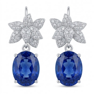 Best quality 5.5 carat African Kyanite .925 Sterling Silver dipped in rhodium handcrafted earrings
