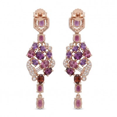 Isabella - natural 8.5 carat Mozambique Ruby 18K Rose Gold over .925 Sterling Silver handmade Statement earrings