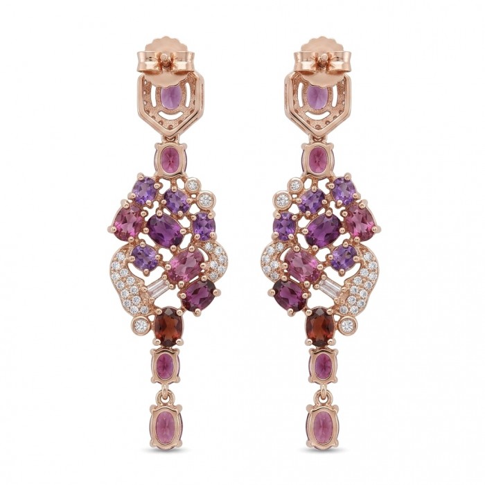 Isabella - natural 8.5 carat Mozambique Ruby 18K Rose Gold over .925 Sterling Silver handmade Statement earrings
