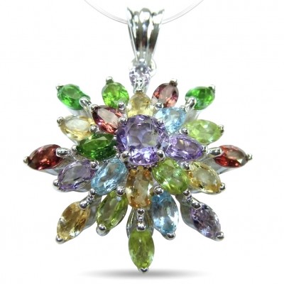 Divine Protection 15.8 carat Precious Amethyst .925 Sterling Silver dipped in rhodium handcarfted Pendant