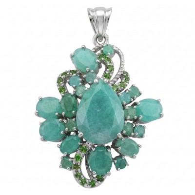 Amazonia - 18.8 carat Colombian Emerald .925 Sterling Silver handmade Statement pendant