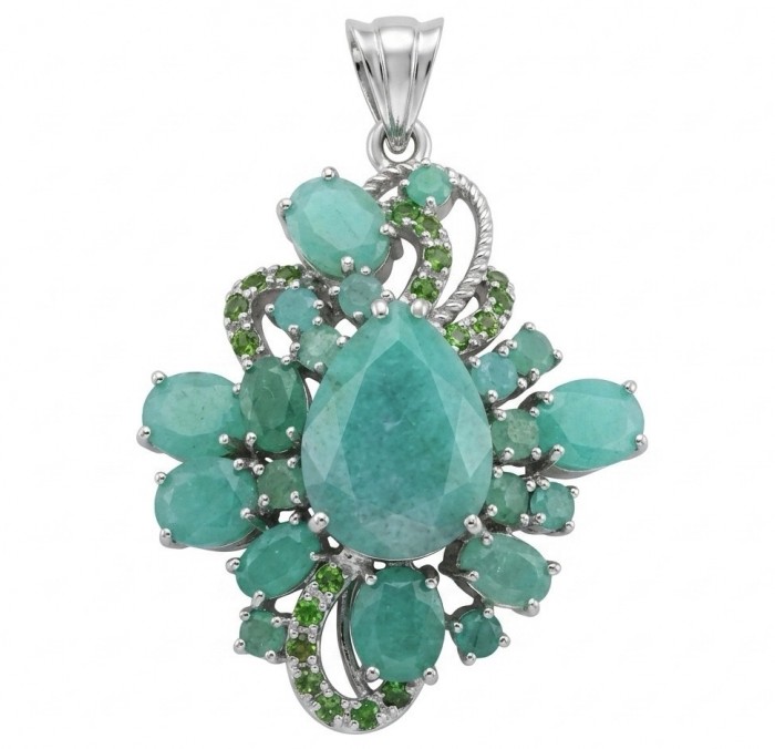 Amazonia - 18.8 carat Colombian Emerald .925 Sterling Silver handmade Statement pendant