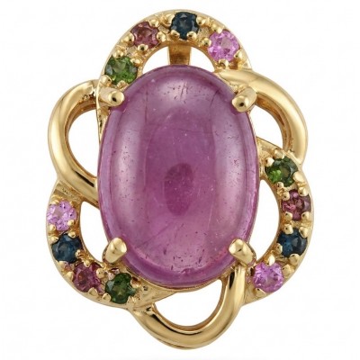 Authentic 6.4 CARAT Ruby 14K Gold over .925 Sterling Silver Pendant