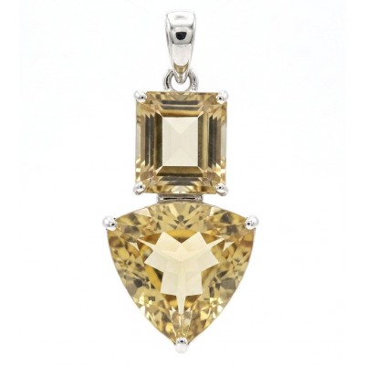 Vivien - Natural 17.2 carat Citrine .925 Sterling Silver dipped in Rhodium handmade pendant