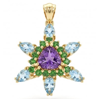 Divine creation 14.4 carat Amethyst .925 Sterling Silver dipped in 18K Gold handcarfted Pendant