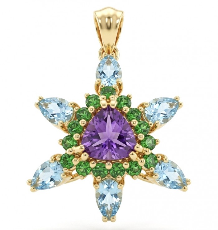 Divine creation 14.4 carat Amethyst .925 Sterling Silver dipped in 18K Gold handcarfted Pendant