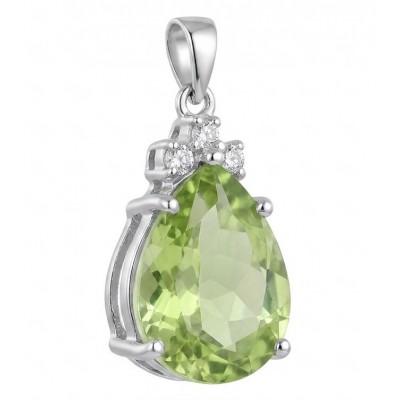 Rare - 8.5 carat Yellow-Green Tourmaline .925 Sterling Silver handmade Pendant