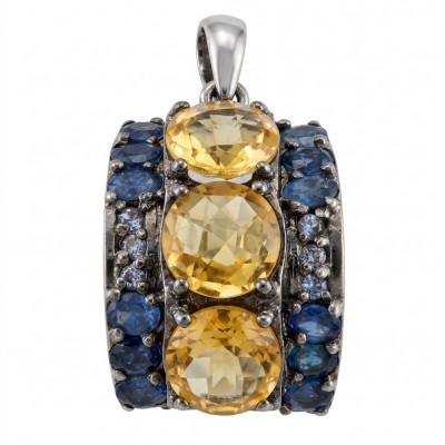 Victoria Authentic 12.4 carat Brazilian Citrine .925 Sterling Silver dipped in black rhodium brilliantly handcrafted Statement Pendant