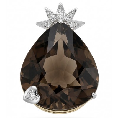 25.2 carat Brazilian Smoky Topaz .925 Sterling Silver dipped in black Rhodium handmade Pendant