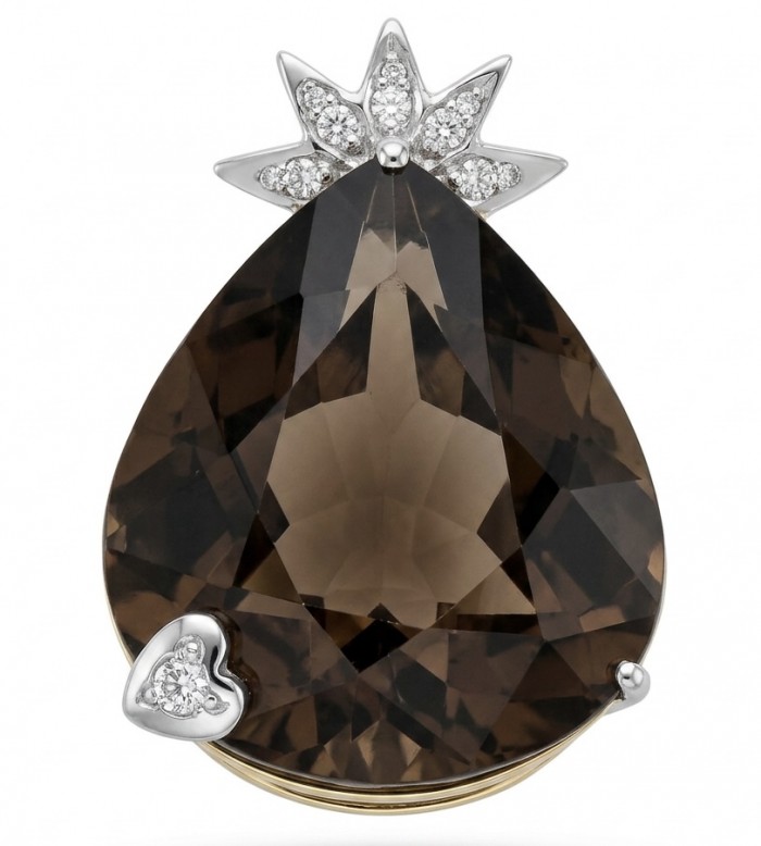 25.2 carat Brazilian Smoky Topaz .925 Sterling Silver dipped in black Rhodium handmade Pendant