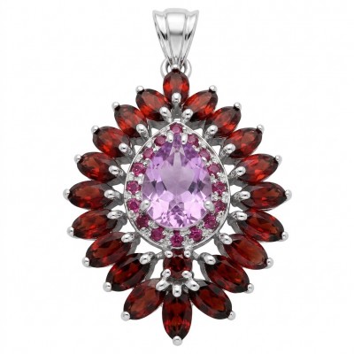 Divine creation 14.8 carat Precious Amethyst .925 Sterling Silver dipped in black rhodium handcarfted Pendant