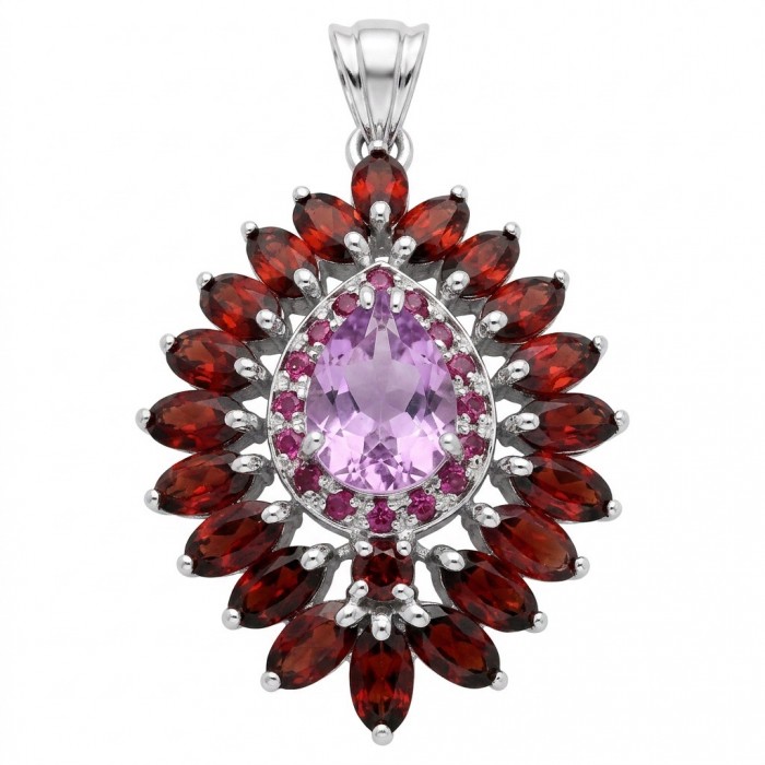 Divine creation 14.8 carat Precious Amethyst .925 Sterling Silver dipped in black rhodium handcarfted Pendant