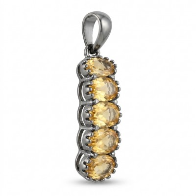 Victoria Authentic 9.4 carat Brazilian Citrine .925 Sterling Silver dipped in black rhodium brilliantly handcrafted Pendant
