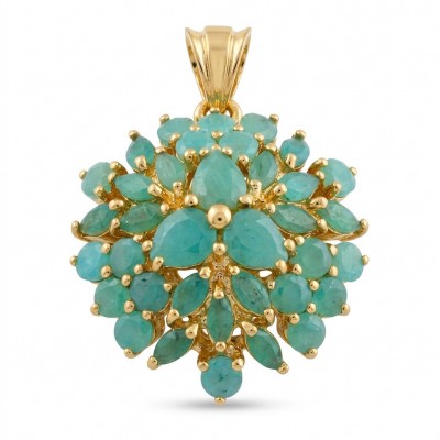 Tiffany - Authentic 8.5 carat Emerald 22K Gold over .925 Sterling Silver handmade Statement Pendant