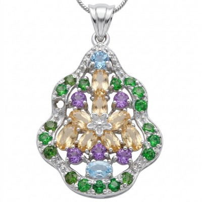 Giovanna - Authentic 18.9 carat Brazilian Citrine .925 Sterling Silver dipped in rhodium handcrafted Statement Pendant