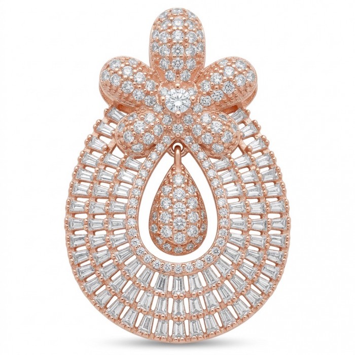 Giovanna - Authentic 5.8 carat White Topaz .925 Sterling Silver dipped in 18K Rose Gold handcrafted pendant