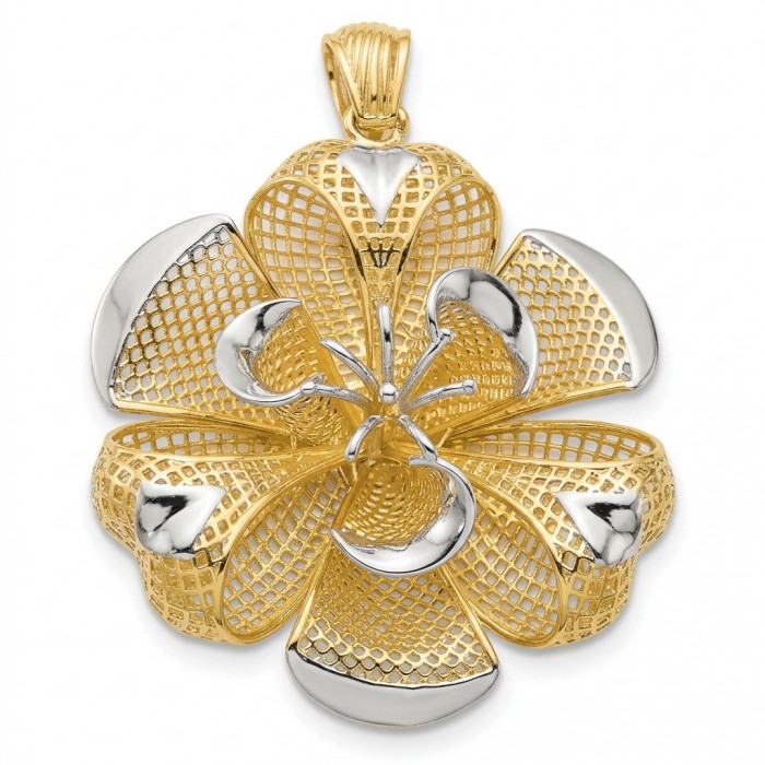 Dubai Style - Blooming Golden Rose .925 Sterling Silver dipped in 22K Gold handmade Pendant