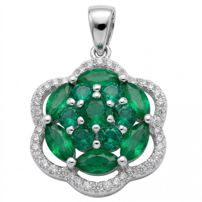 Tiffany - Authentic 8.5 carat Peridot Tsavorite Garnet rhodium over .925 Sterling Silver handmade Statement Pendant