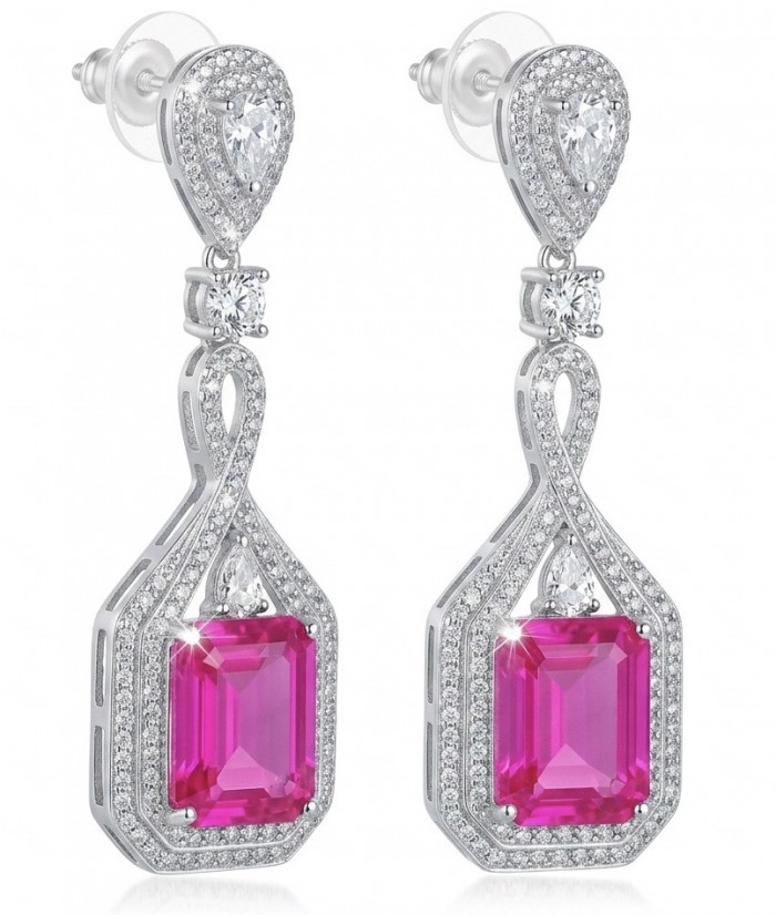 Incredible 10.5 carat Pink Topaz .925 Sterling Silver entirely handmade earrings