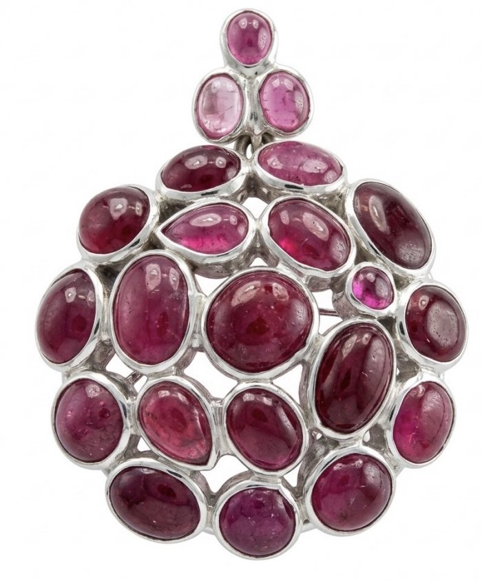 Raspberry Rhapsody - RARE FINDING - 48.7 carat Authentic Kashmir Ruby .925 Sterling Silver handcrafted Pendant Brooch - video