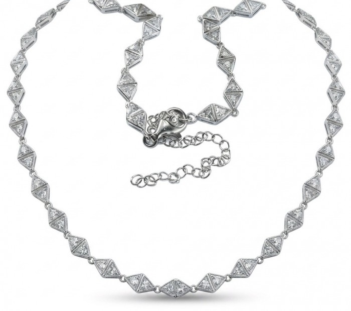 Precious Genuine White Topaz 18K White Gold over .925 Sterling Silver handmade necklace