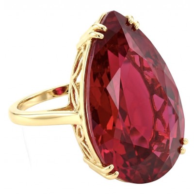 Carmen Natural 25.4 carat Ruby .925 Sterling Silver dipped in 22K Gold handmade Large Statement Ring size 5 3/4
