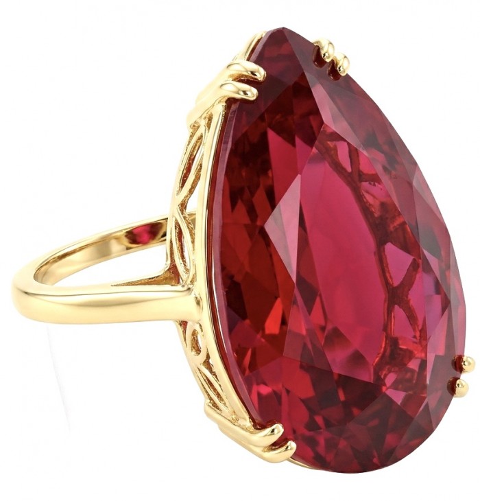 Carmen Natural 25.4 carat Ruby .925 Sterling Silver dipped in 22K Gold handmade Large Statement Ring size 5 3/4