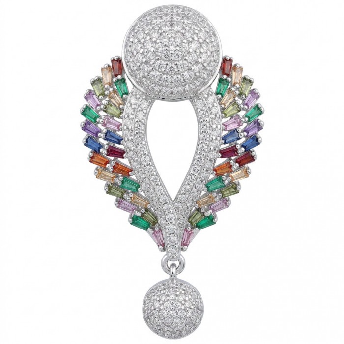 Julietta - Excellent quality 11.9 carat Multigem rhodium over .925 Sterling Silver handcrafted Pendant