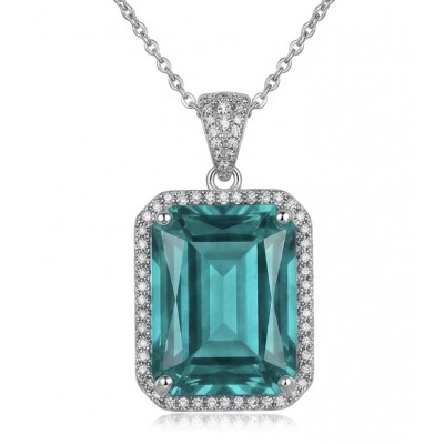 Elizabeth Pedra Azul baquette cut 39.5 carat Aquamarine .925 Sterling Silver handcrafted Statement Necklace