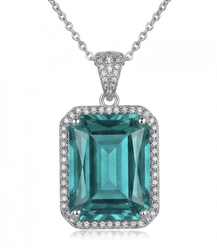 Elizabeth Pedra Azul baquette cut 39.5 carat Aquamarine .925 Sterling Silver handcrafted Statement Necklace