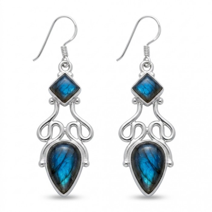 Silky Labradorite Silver earrings