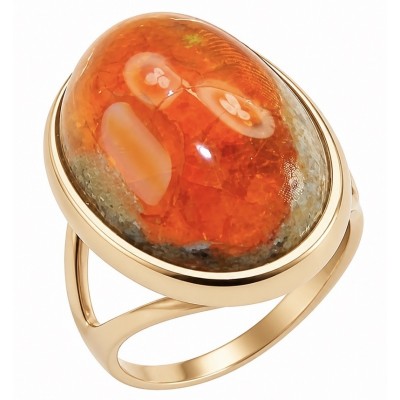 Golden Galaxy best quality 21.9 carat Mexican Opal 18K Gold over .925 Sterling Silver handmade ring 8
