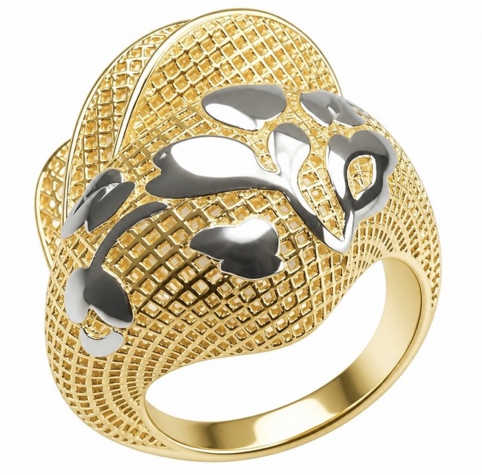 Dubai Style - .925 Sterling Silver dipped in 22K Gold handmade Large ring size 9 1/2