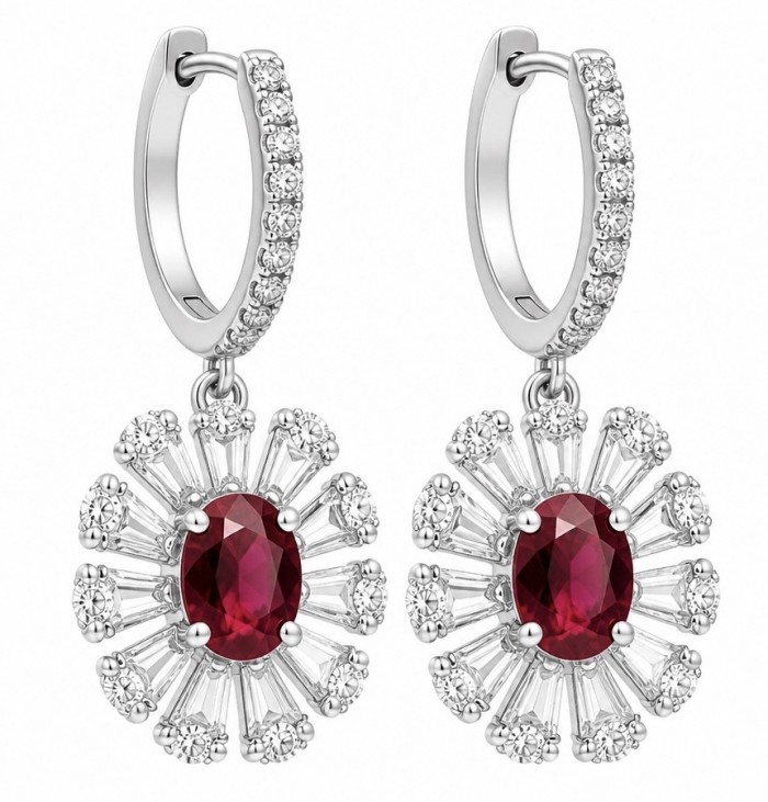 Giovanna - 4.5 carat Ruby .925 Sterling Silver handcrafted incredible earrings