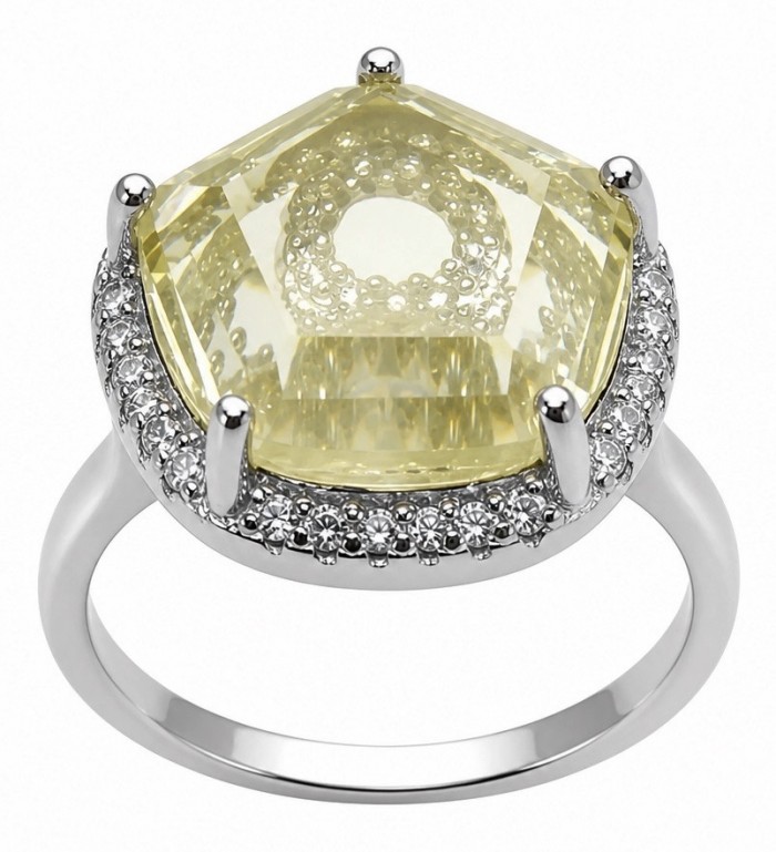 SunRise 9.8 carat Lemon Quartz rhodium over .925 Sterling Silver handcrafted Statement .925 Sterling Silver handcrafted ring size 8