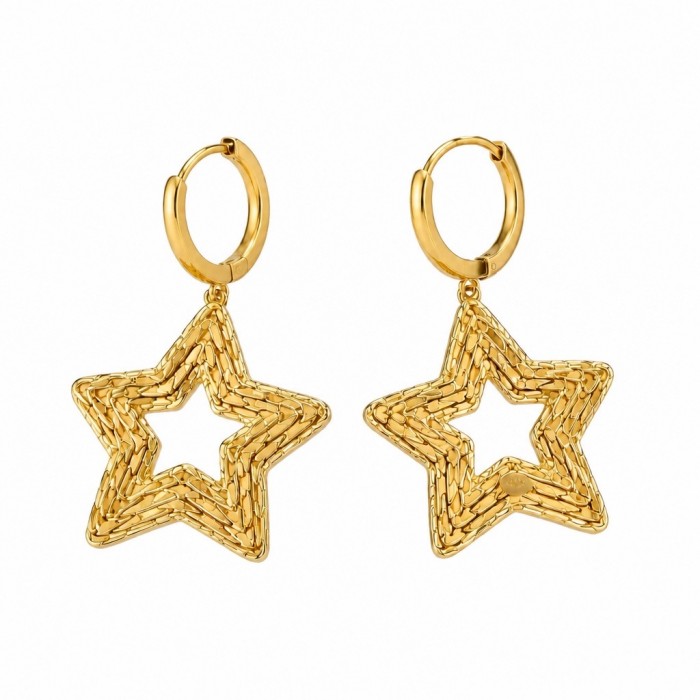 Golden Stars- Dubai Style - .925 Sterling Silver dipped in 22K Gold handmade Earrings