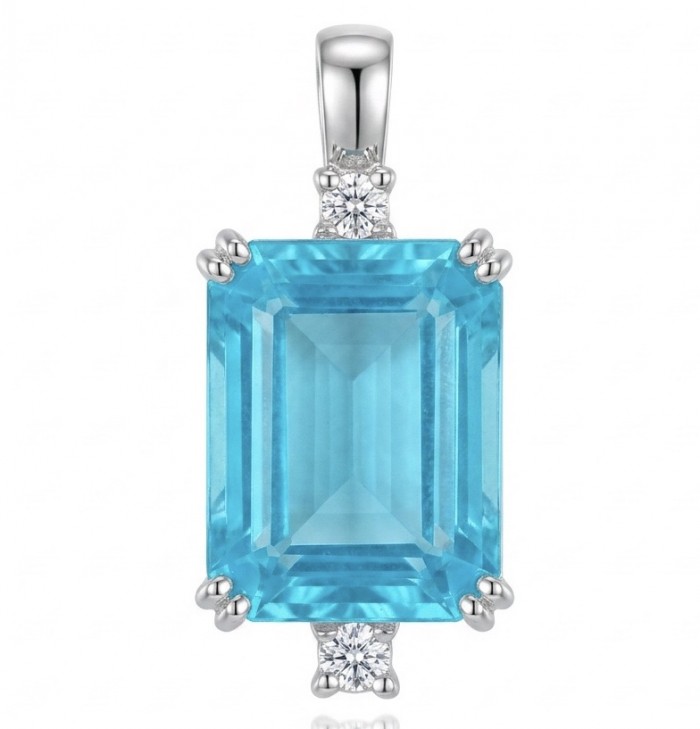 Angelina 4.9 carat authentic Aquamarine .925 Sterling Silver Handcrafted pendant