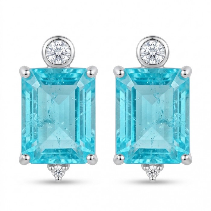 Angelina 5.9 carat authentic Aquamarine .925 Sterling Silver Handcrafted EARRINGS
