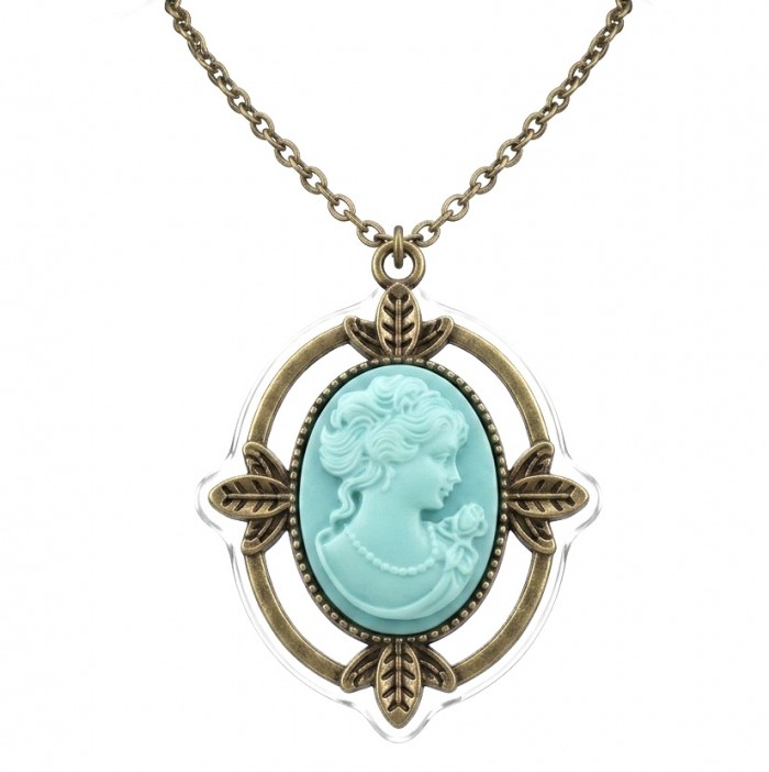 Vintage Beauty Cameo Rainbow Abalone Vintage style dipped in black rhodium Necklace